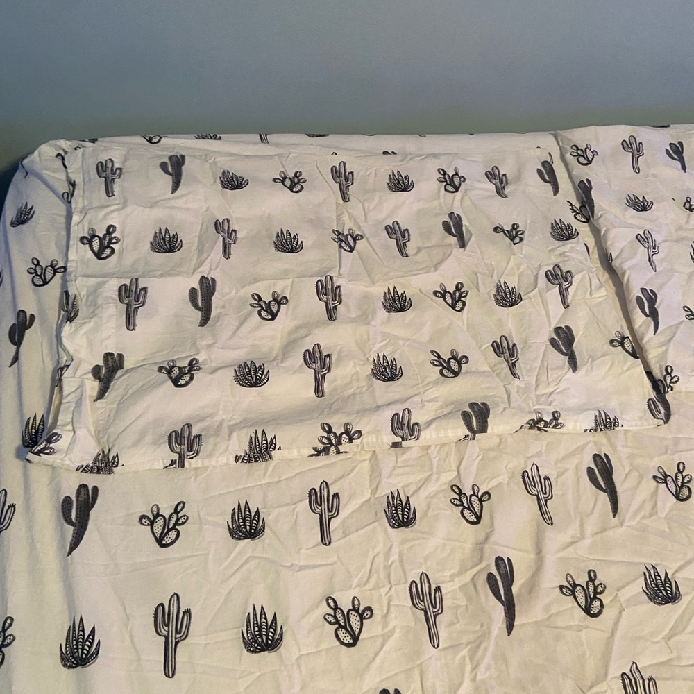 West Elm sheets, size Queen, cute cactus print